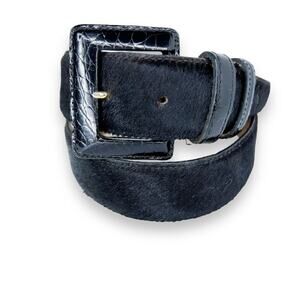 Anna Bella Genuine Black Leather Cowhide Belt Size Medium